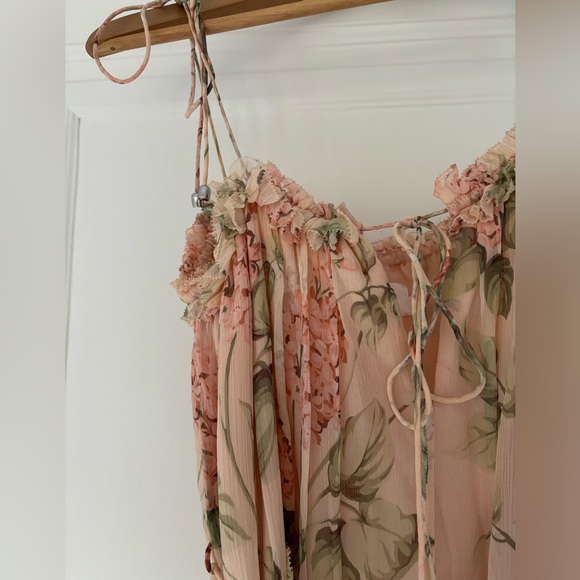 Zimmermann dress. Silk asymmetrical with ties at shoulders, with belt. - Picture 2 of 4